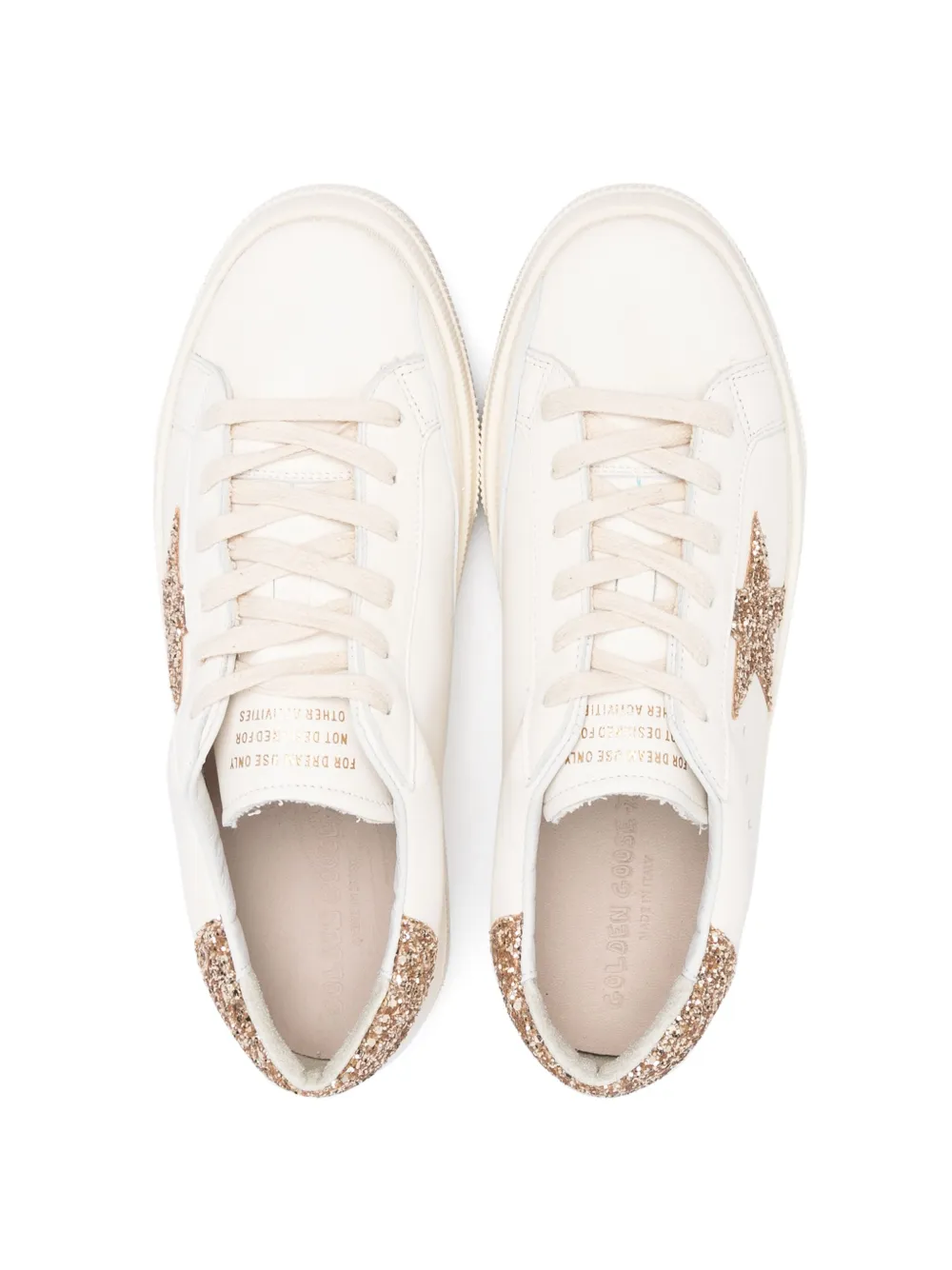 Shop Golden Goose May Glitter-detailing Leather Sneakers In White