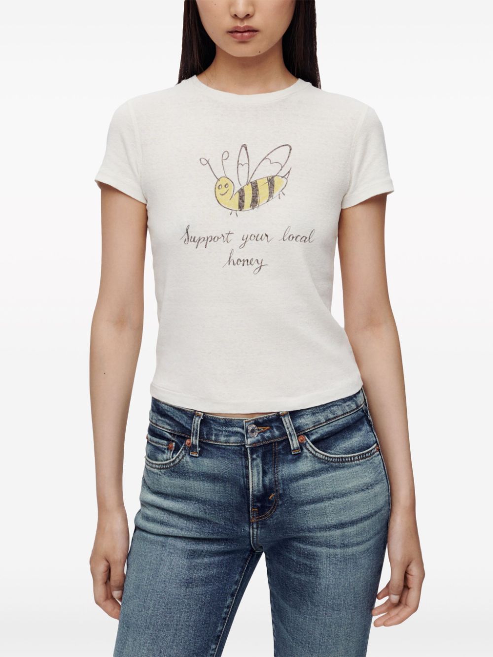 Shop Re/done 90s Baby Local Honey-print T-shirt In White