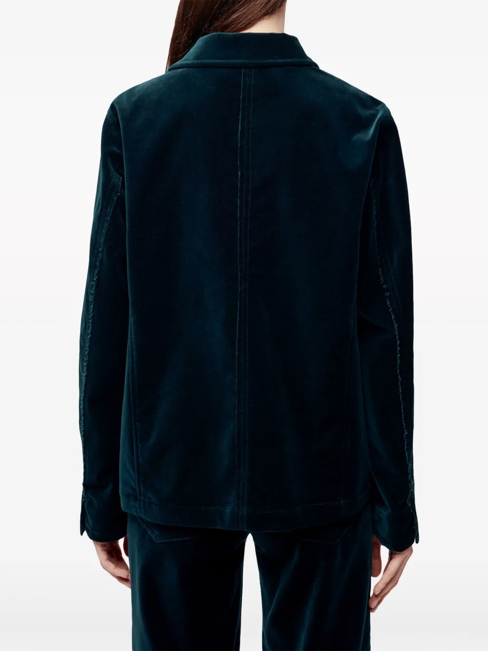Re/done Seam-detail Velvet-finish Jacket In 蓝色