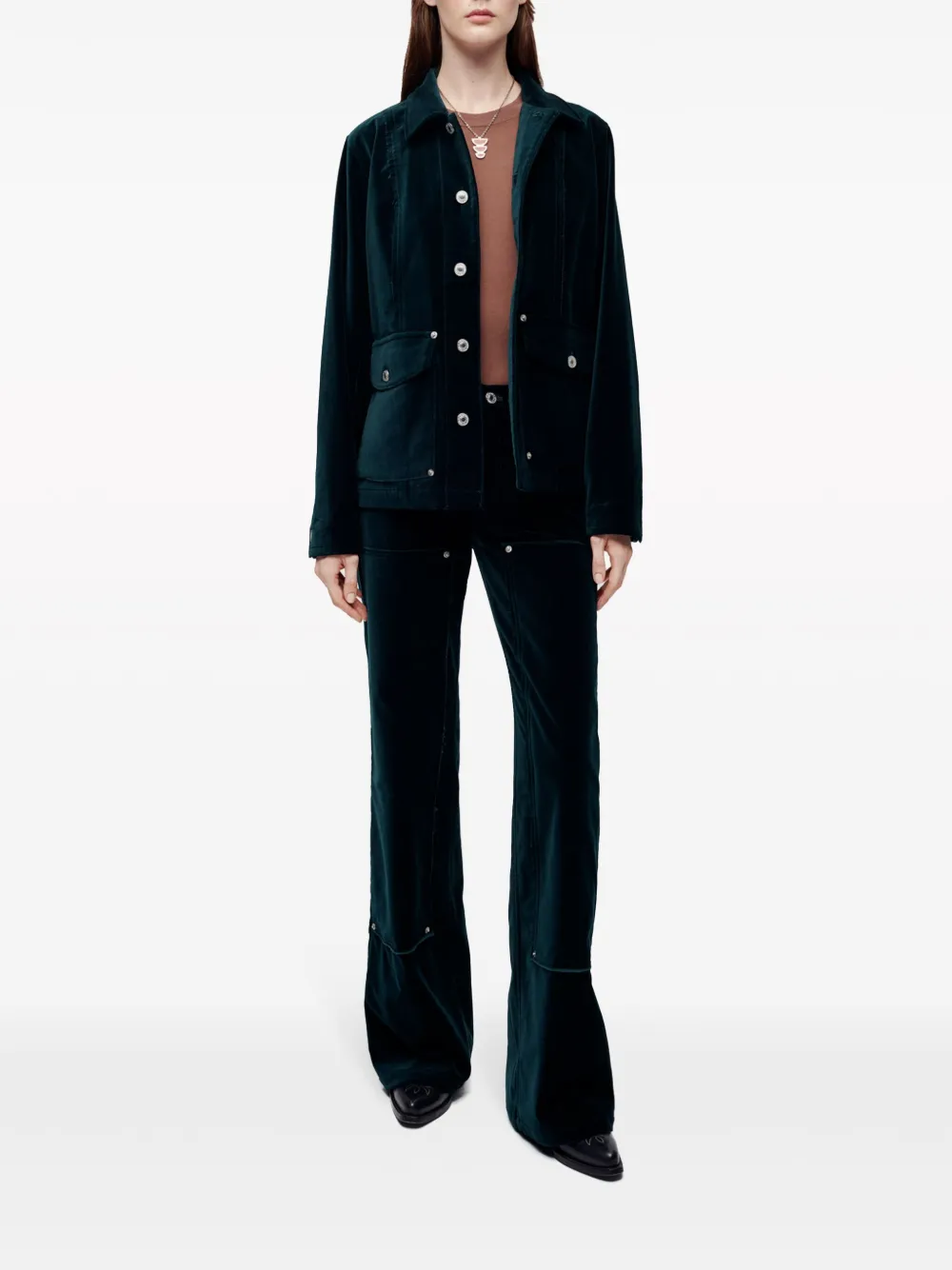 RE/DONE seam-detail velvet-finish jacket - Blauw