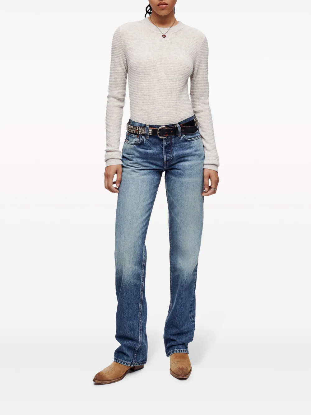 Shop Re/done Easy Straight-leg Cotton Jeans In Blue