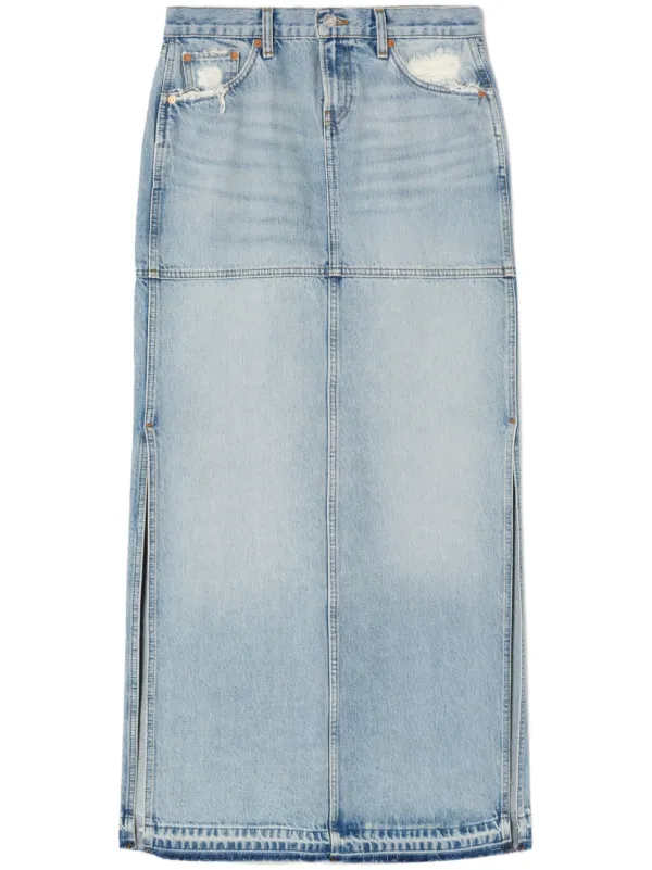 RE DONE side slit Denim Maxi Skirt Blue FARFETCH ZA