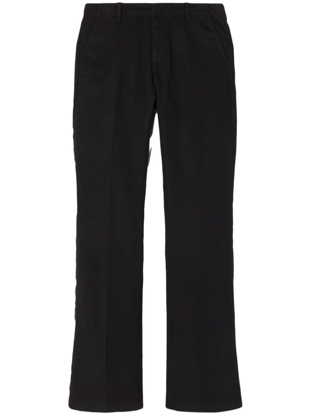 Re/done Pressed-crease Cotton-blend Flared Trousers In Black