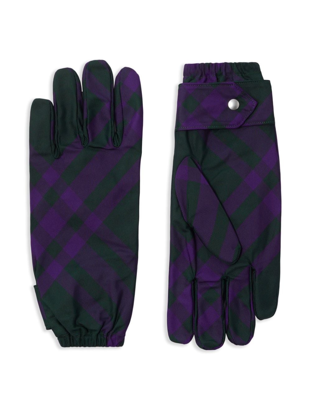 Shop Burberry Checked Buttoned Gloves In Green