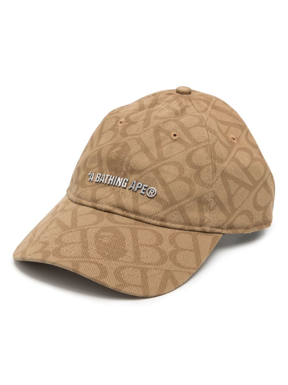 A Bathing Ape Monogram-pattern Logo-lettering Cap In Brown