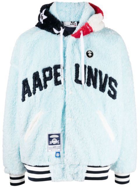 AAPE BY *A BATHING APE logo-applique faux-fur hoodie Men