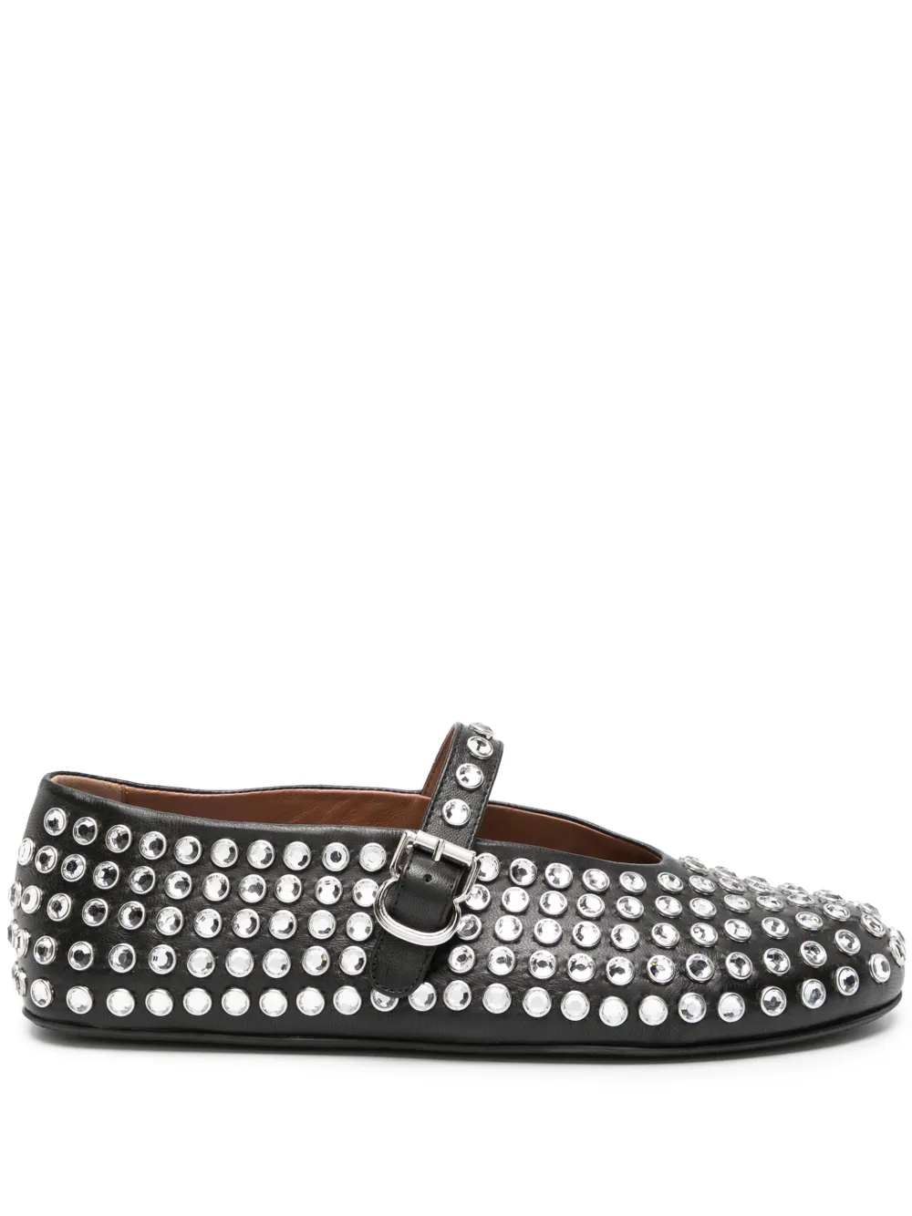 Alaïa crystal-embelished leather ballerina shoes | Black | Image 1