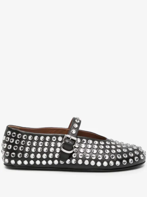 Alaïa crystal-embelished leather ballerina shoes