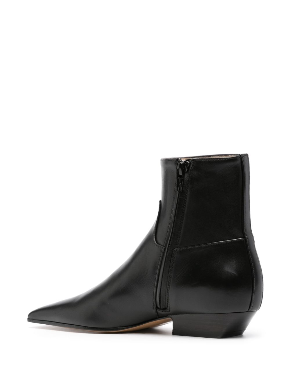 Shop Khaite The Marfa Leather Ankle Boots In Black