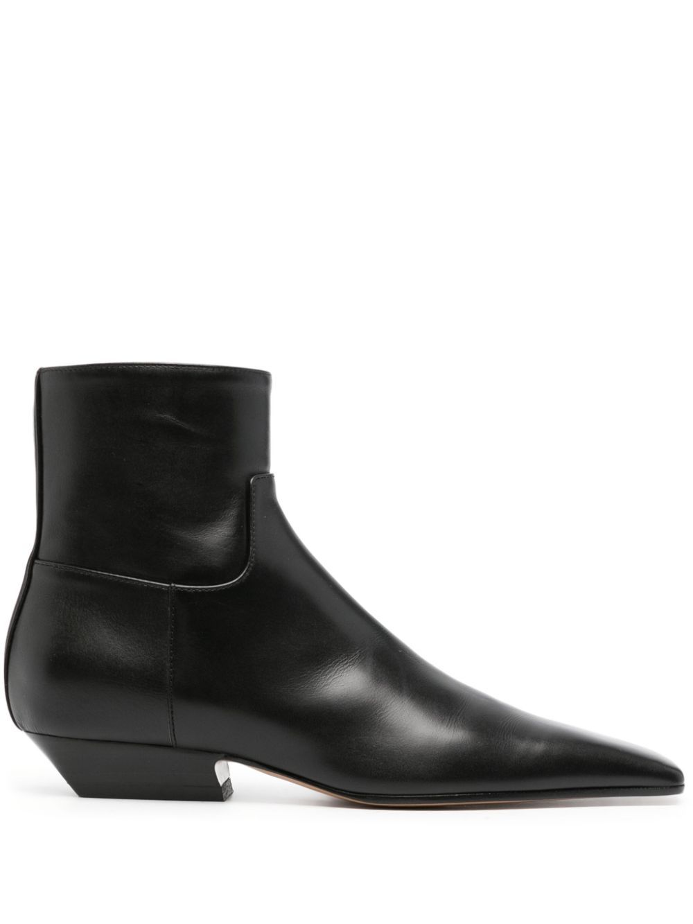 Shop Khaite The Marfa Leather Ankle Boots In Black