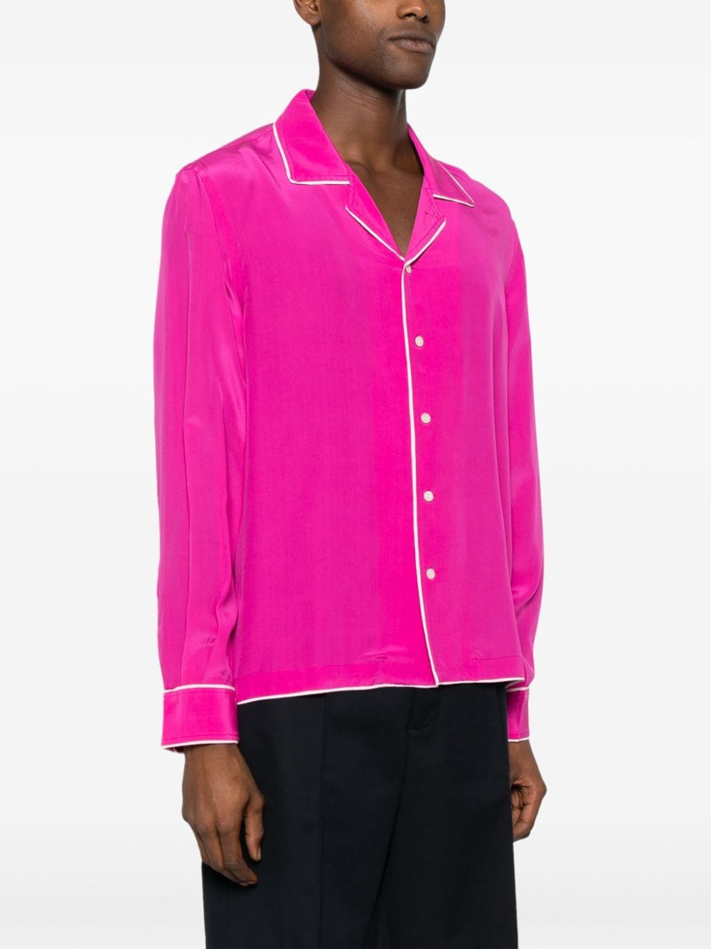 Shop Bode Shadow Jasmine Silk Shirt In Pink