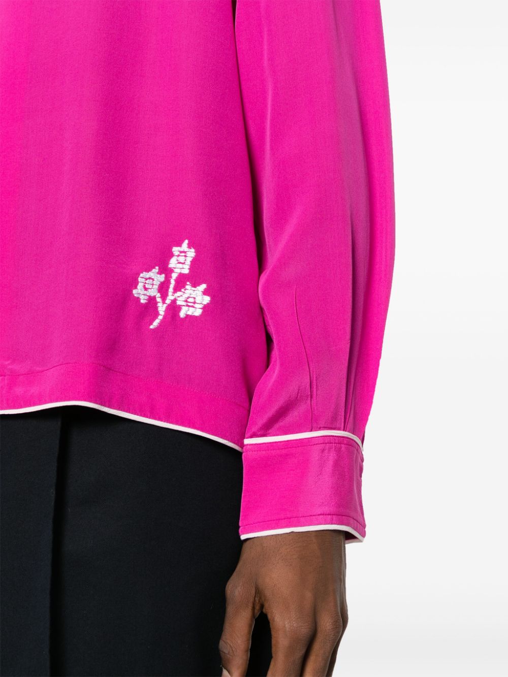 Shop Bode Shadow Jasmine Silk Shirt In Pink