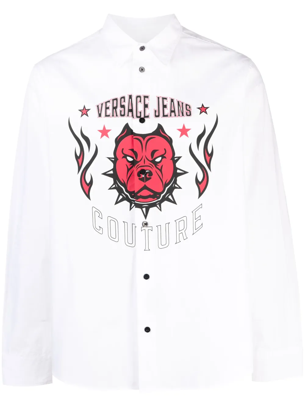 Versace Katoenen overhemd met logoprint Wit