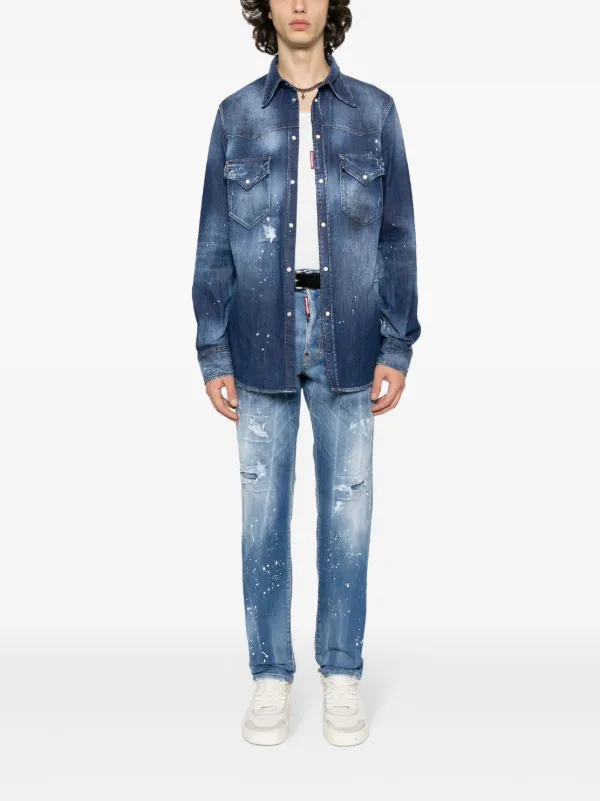 Paint splatter denim on sale shirt