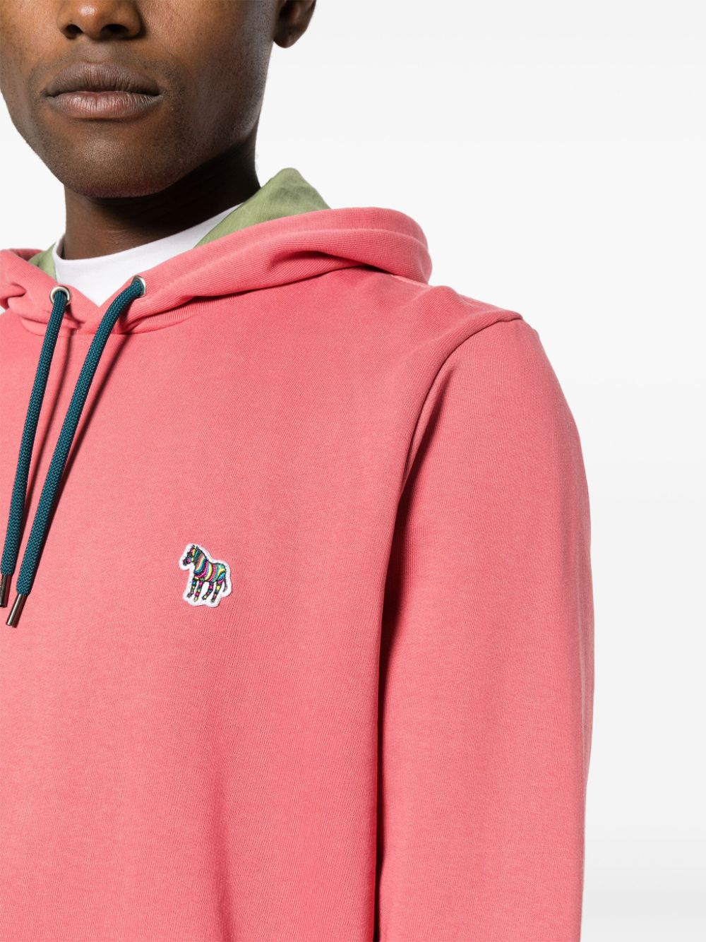 Shop Ps By Paul Smith Zebra-patch Drawstring Hoodie In Pink