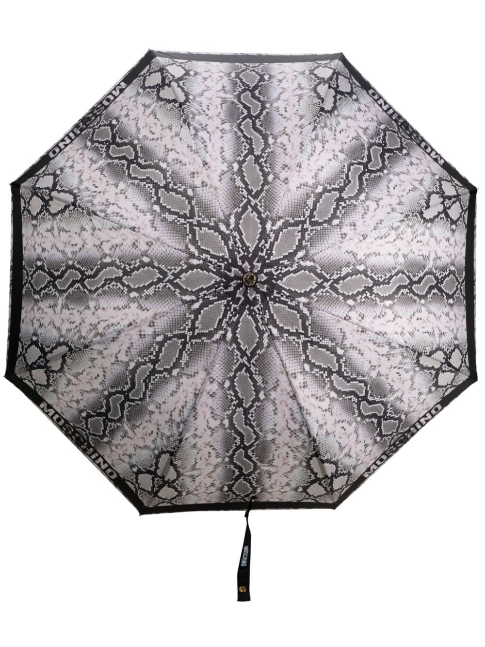 Moschino Logo-edge Snakeskin-print Umbrella In Black