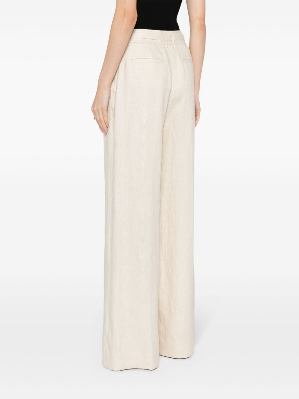 Shop Zimmermann Pleat-detailing Linen Tailored Trousers In White