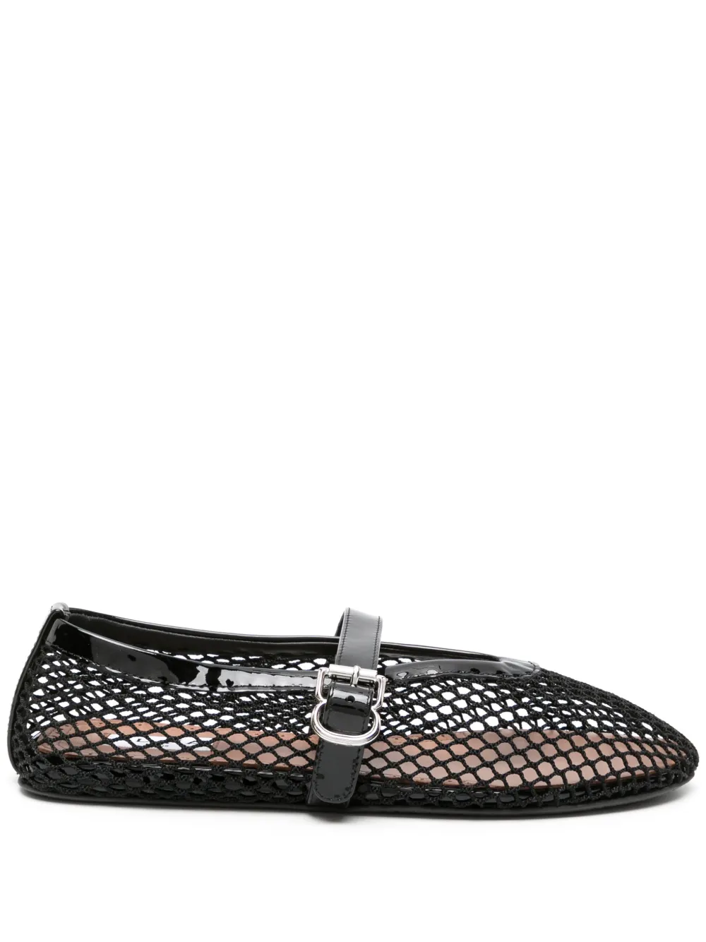 Alaïa Fishnet buckle-strap Ballerina Shoes | Black | FARFETCH AE