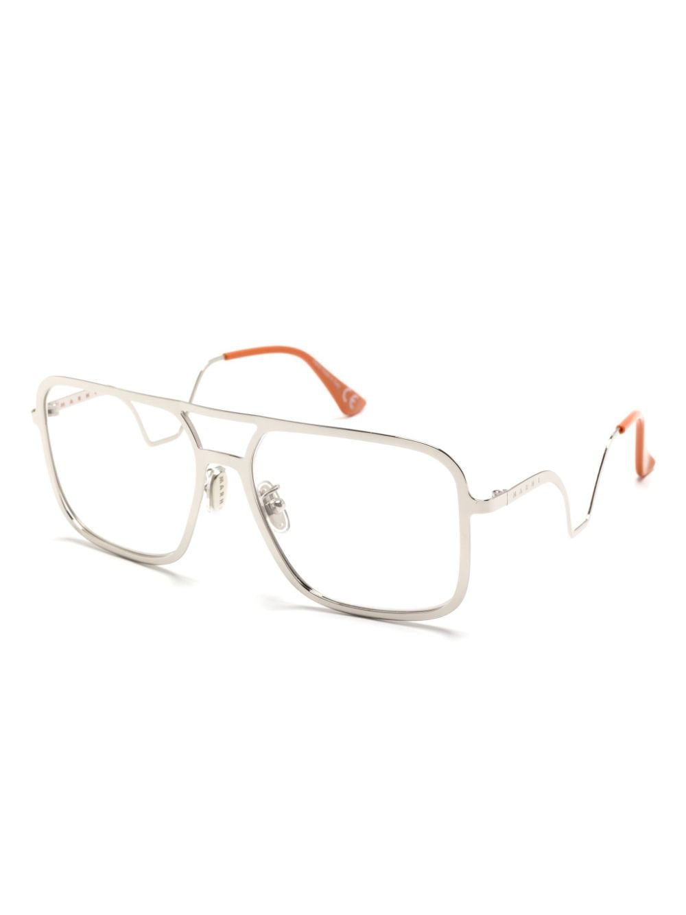 Marni Eyewear pilot-frame asymmetric-arm glasses - Zilver