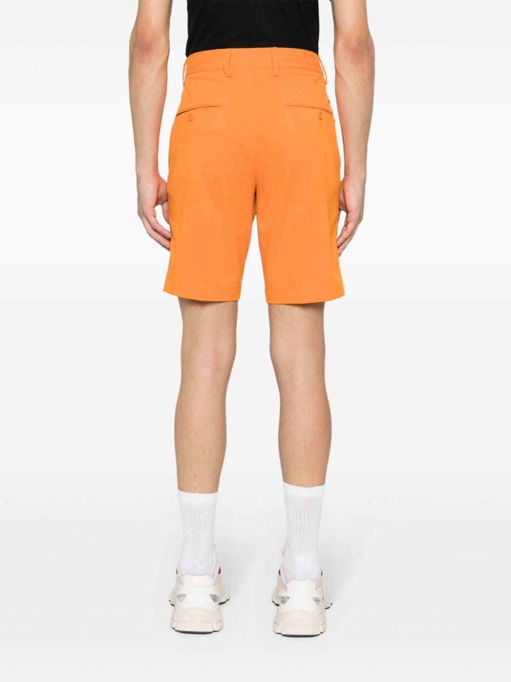 Shop J. Lindeberg Pressed-crease Button-fastening Shorts In Orange