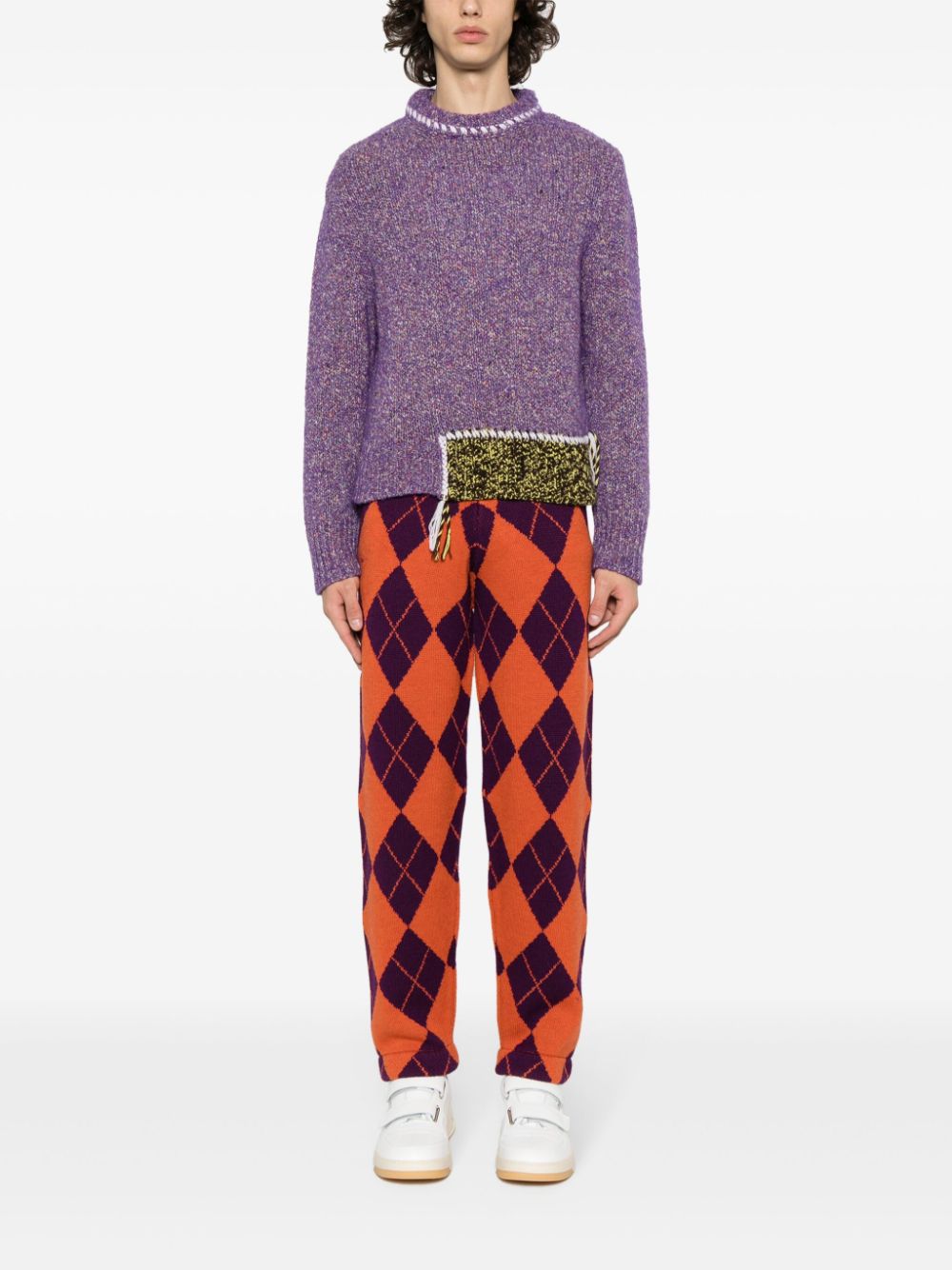 Shop Liberal Youth Ministry Arlequin Wool Straight-leg Trousers In Orange