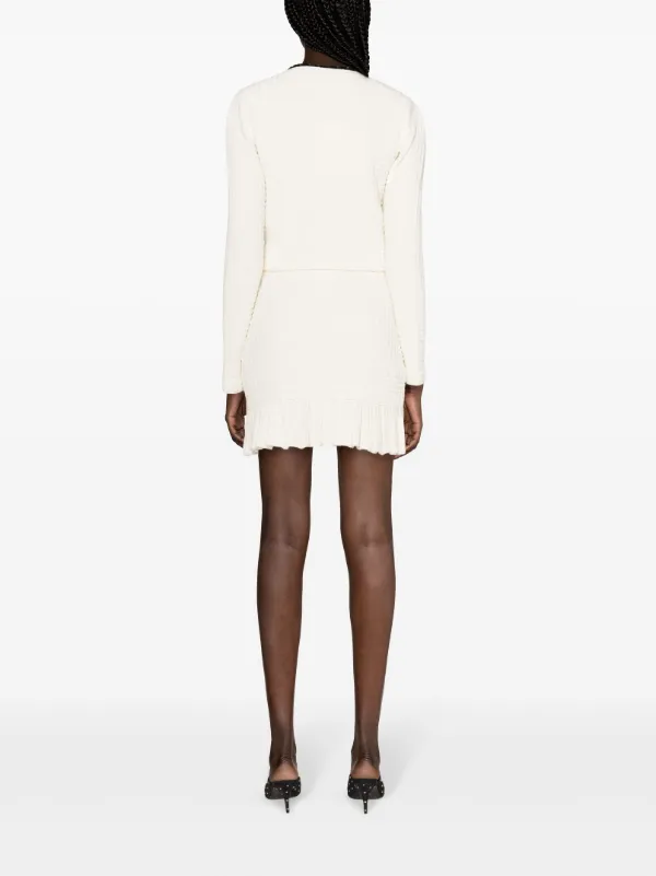 ジャケット SELF-PORTRAIT Woman Jacket White Self-Portrait waffle-knit Cropped Jacket | White | FARFETCH
