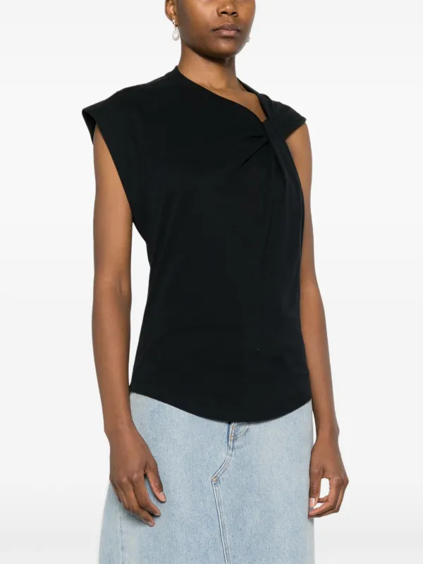 Tシャツ・カットソー Isabel Marant Asymmetrical Nayda T-Shirt With Ochre Print ISABEL MARANT Nayda Asymmetric T-shirt | Black | FARFETCH