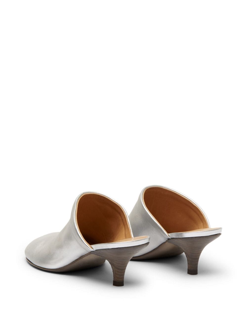 Shop Marsèll Spilla 45mm Laminated Leather Mules In Grey