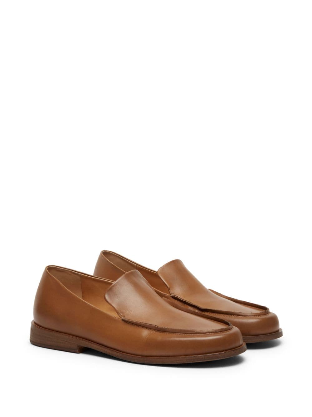 Shop Marsèll Round-toe Leather Loafers In Brown