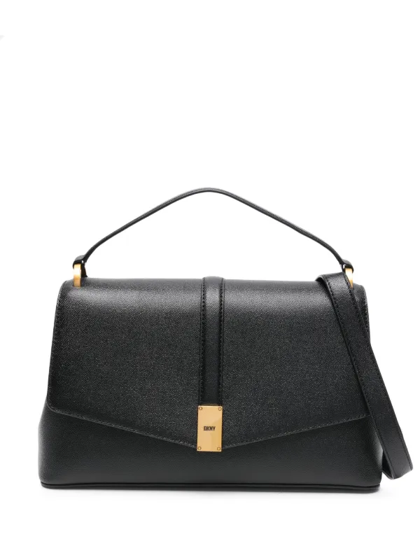 Dkny black shop leather tote