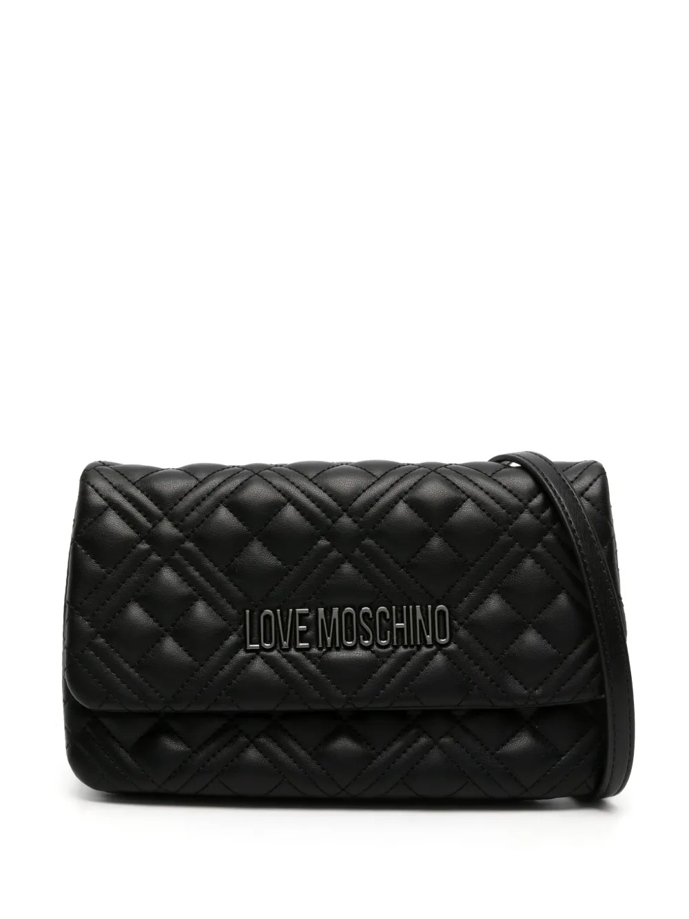 Love Moschino Logo-plaque Quilted Crossbody Bag In Black