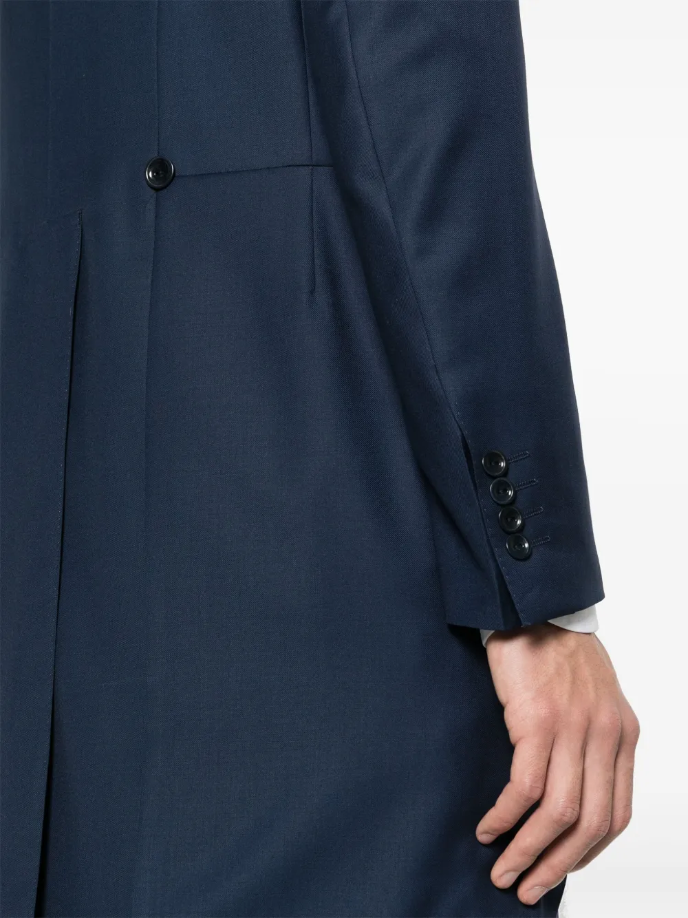 Canali Wollen pak met enkele rij knopen Blauw