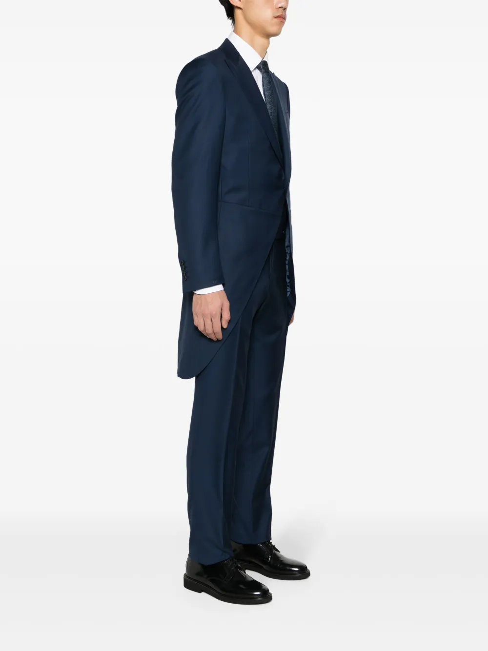 Canali Wollen pak met enkele rij knopen Blauw