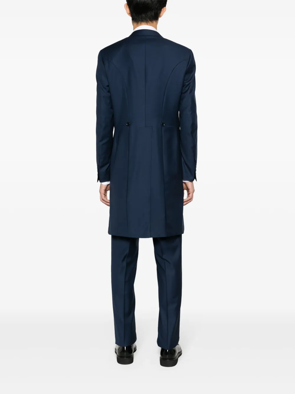 Canali Wollen pak met enkele rij knopen Blauw