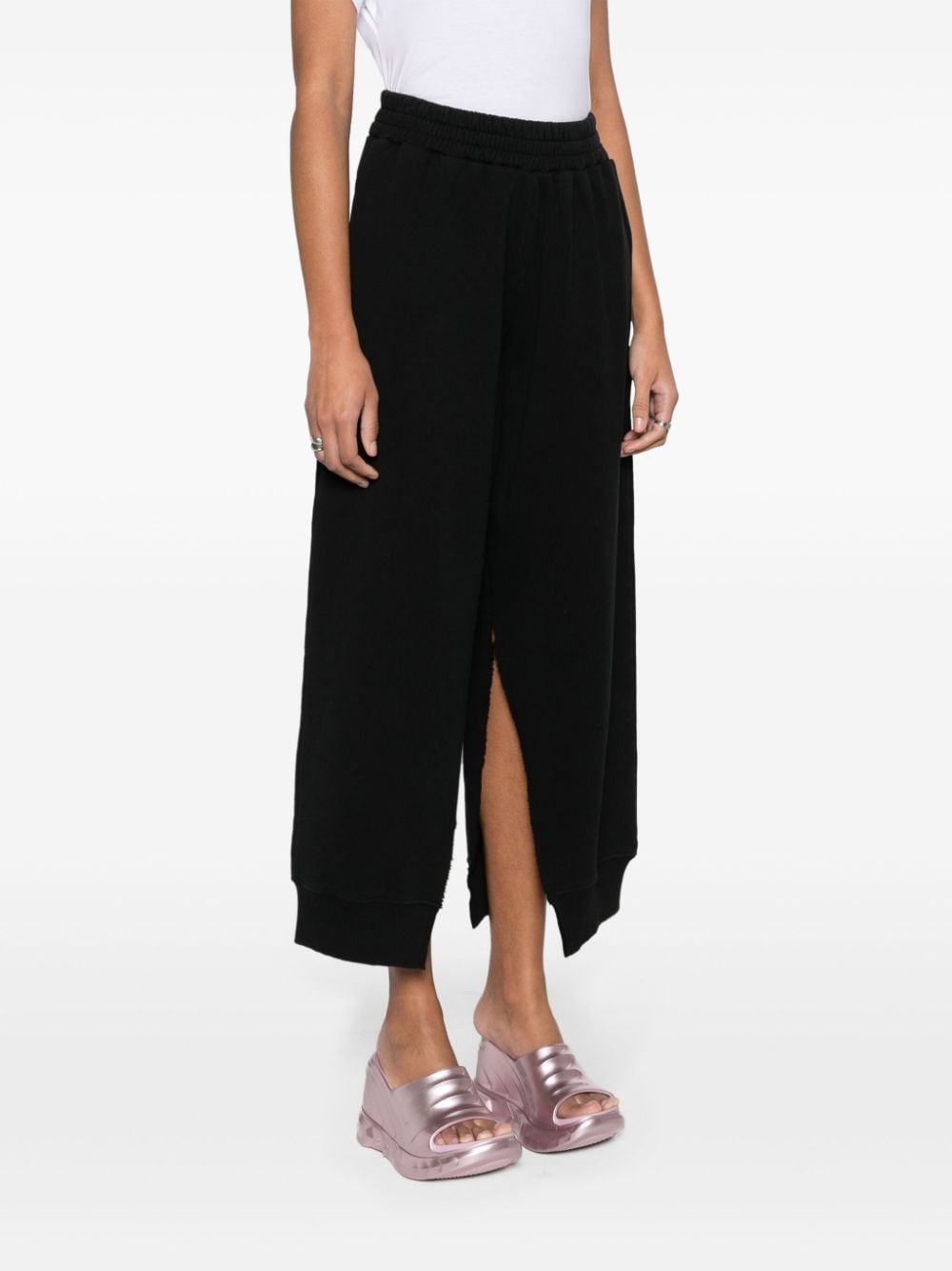 Shop Mm6 Maison Margiela Side Slit Cotton Track Pants In Black