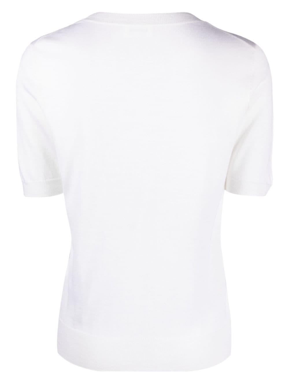 Shop P.a.r.o.s.h Linfa Short-sleeve Fine-knit Top In White