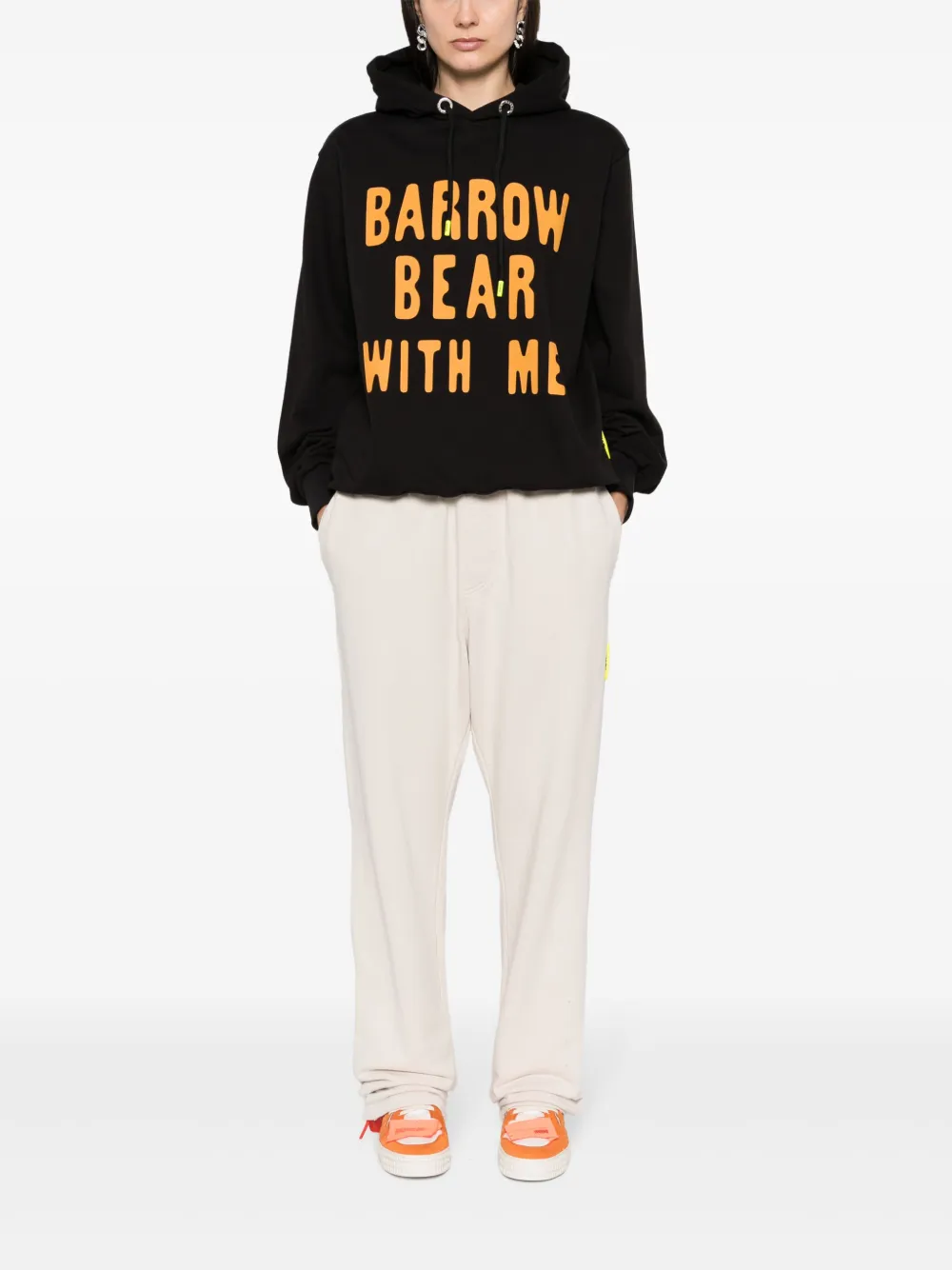 Shop Barrow Logo-print Cotton Track Pants In Neutrals