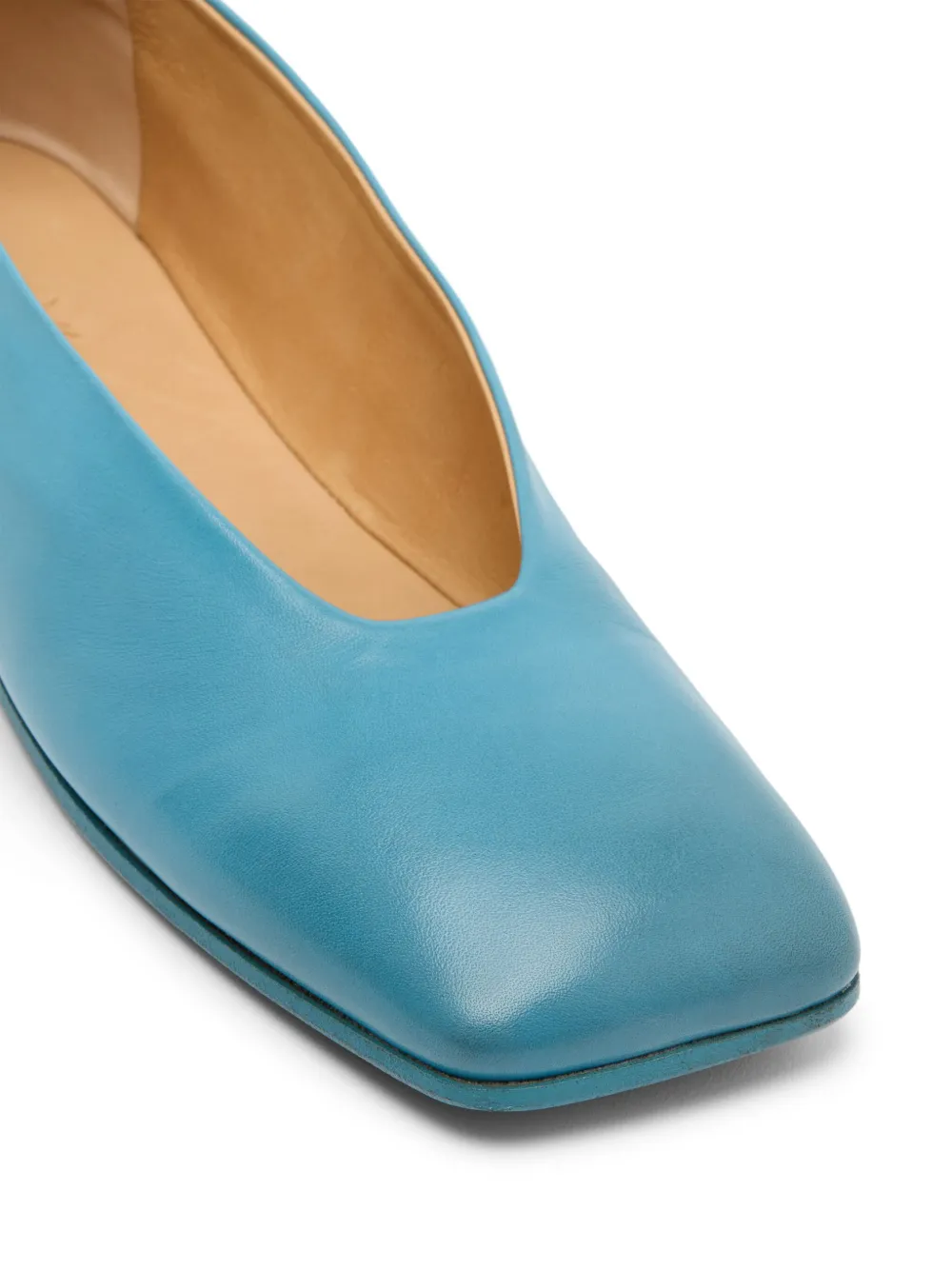 Shop Marsèll Spatolona Leather Ballerina Shoes In Blue