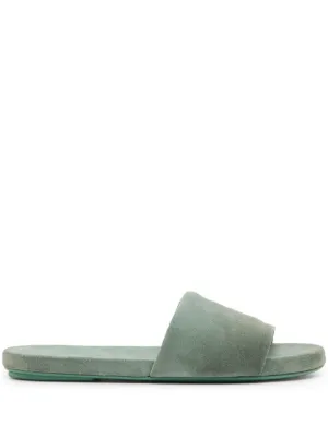 Green deals suede slides