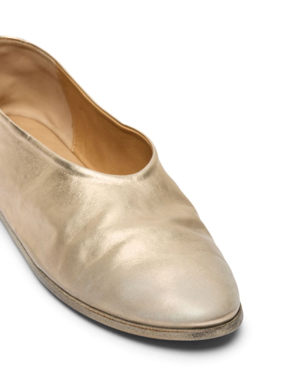 Shop Marsèll Coltellaccio Leather Ballerina Shoes In Gold