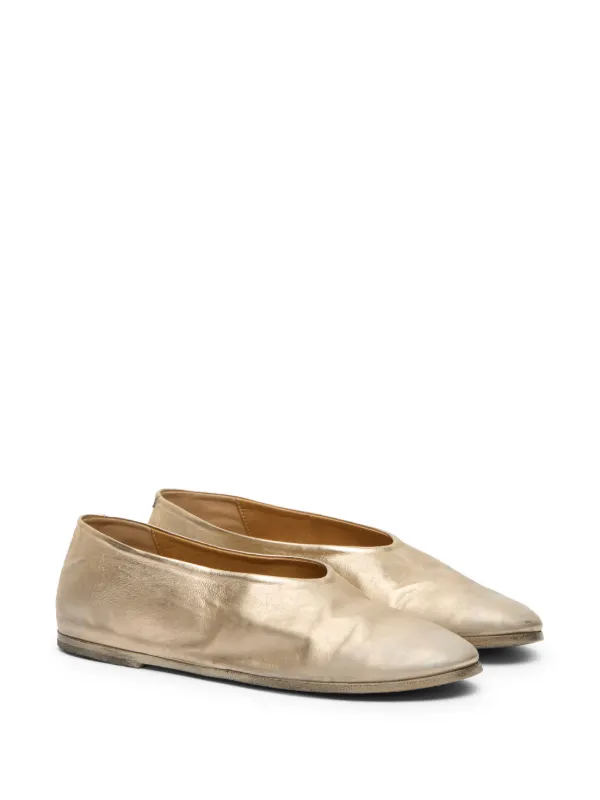 Marsèll Coltellaccio Leather Ballerina Shoes | Gold | FARFETCH