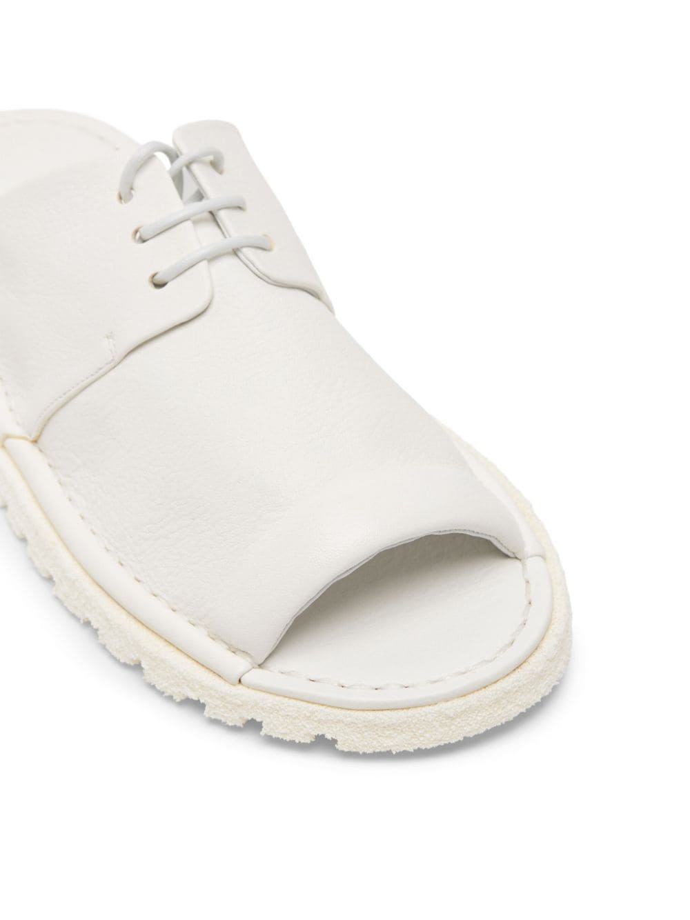 Shop Marsèll Lace-up Panelled Leather Flip Flops In White