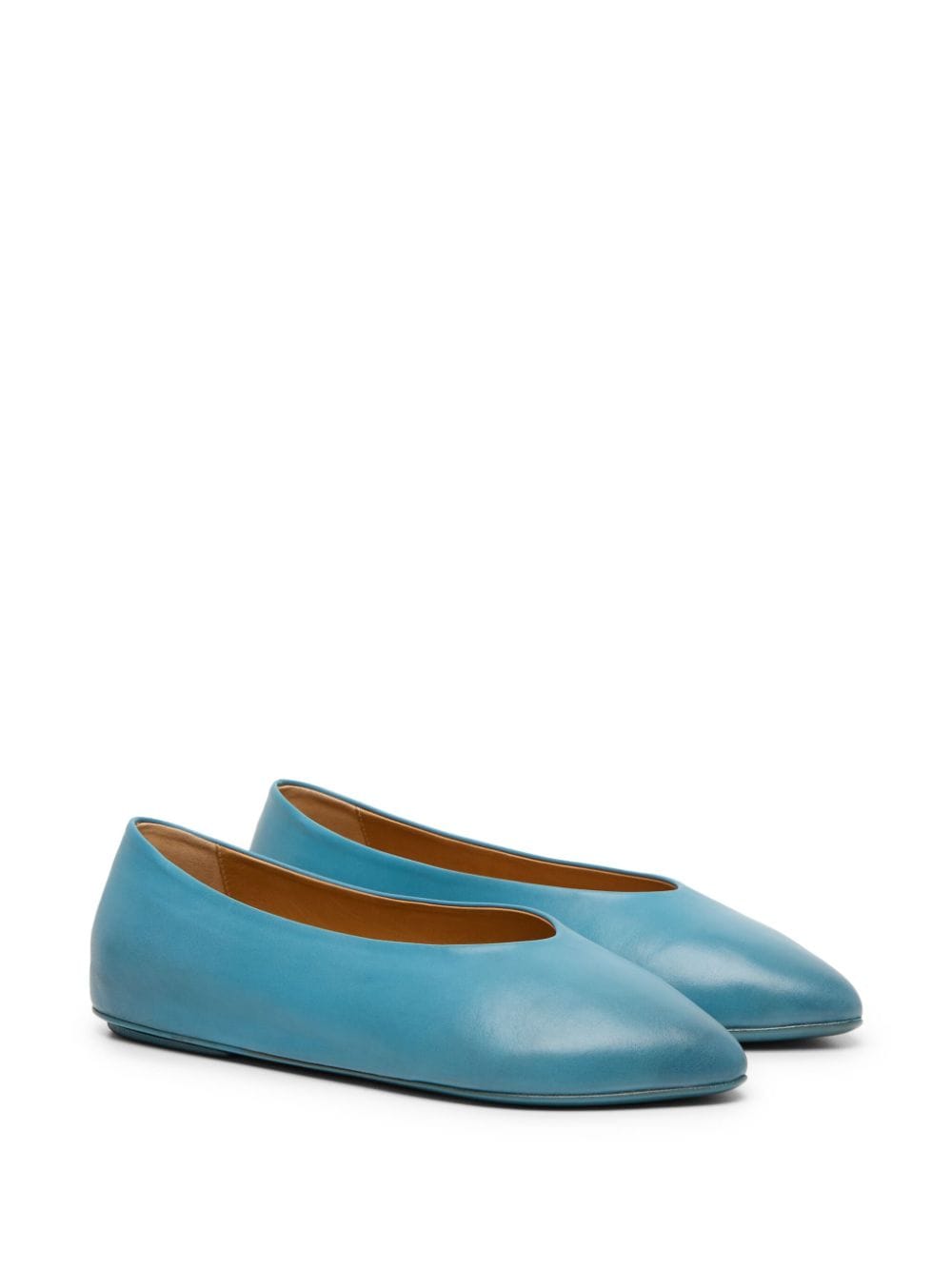 Shop Marsèll Pointed-toe Leather Ballerina Shoes In Blue