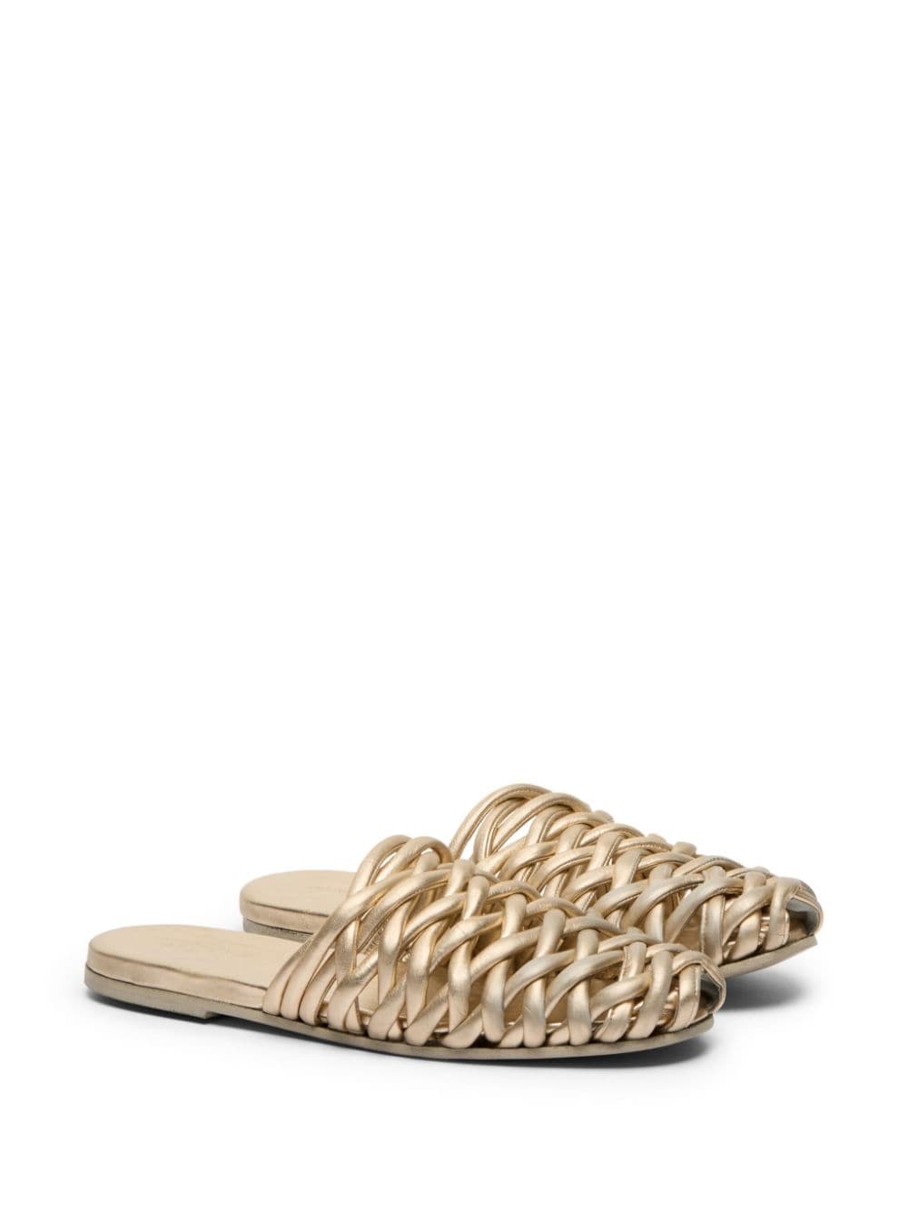 Shop Marsèll Steccoblocco Woven Leather Mules In Gold