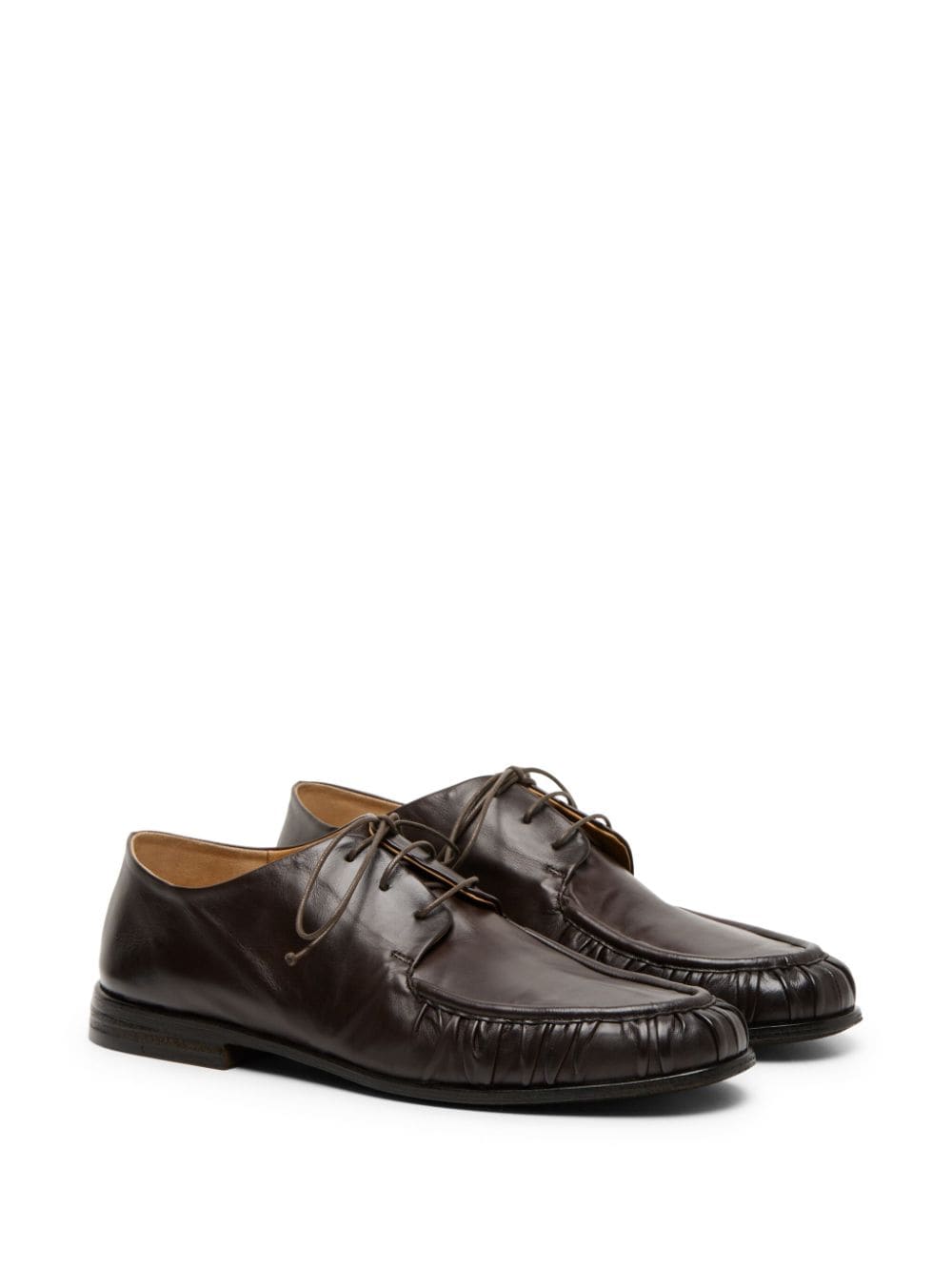 Shop Marsèll Gathered Leather Derby Shoes In Brown