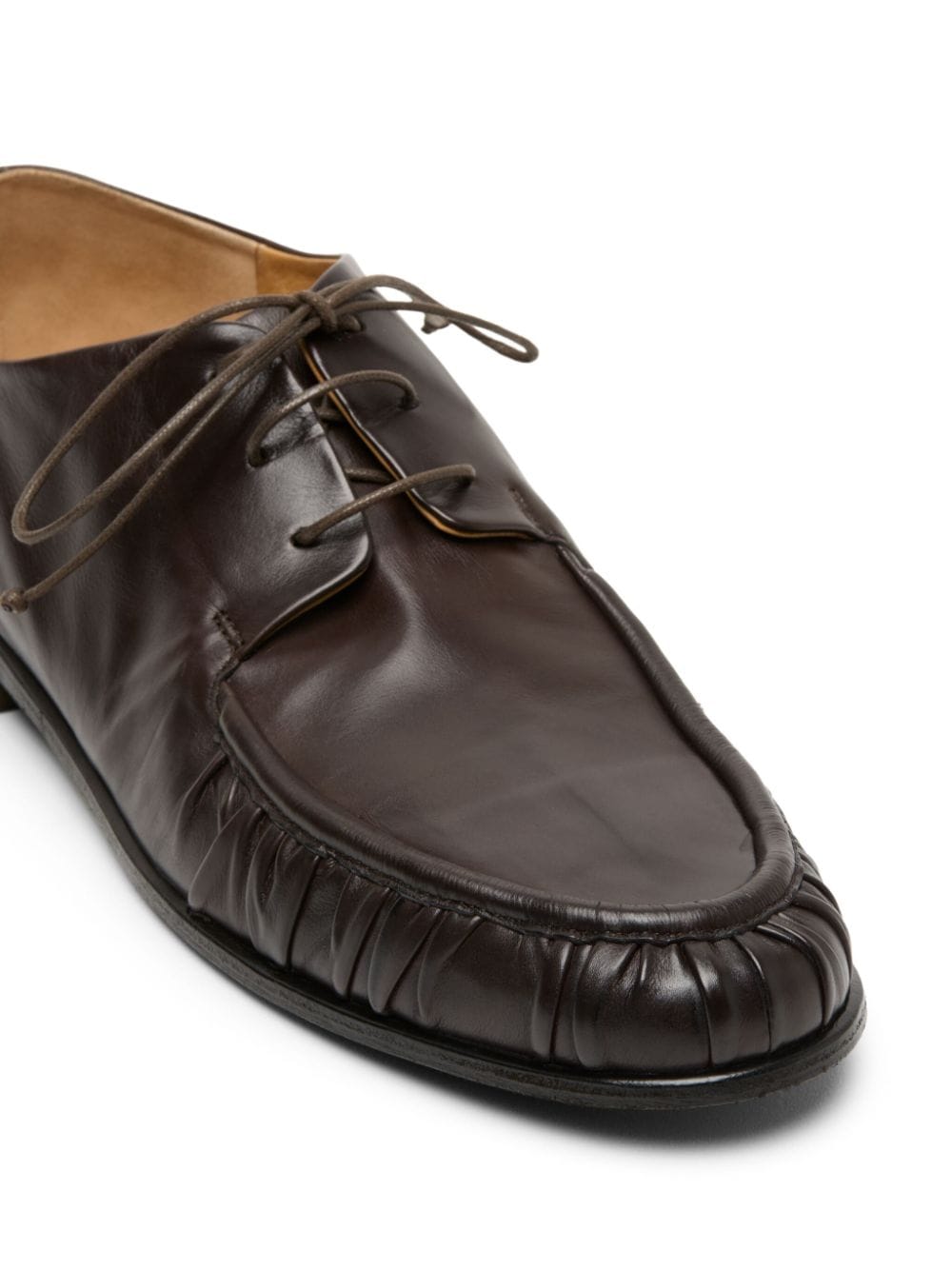 Shop Marsèll Gathered Leather Derby Shoes In Brown