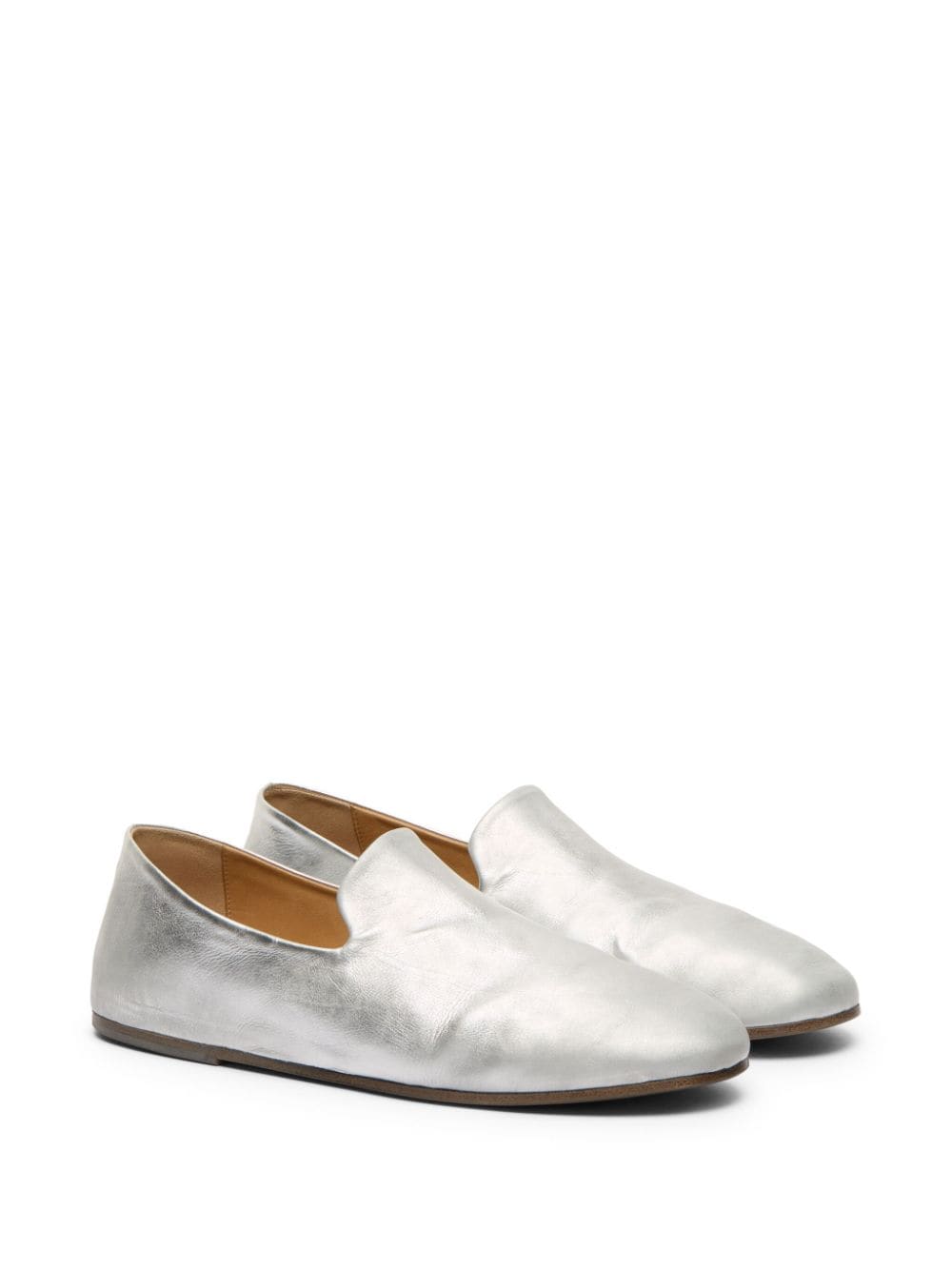Shop Marsèll Metallic-leather Loafers In Silver
