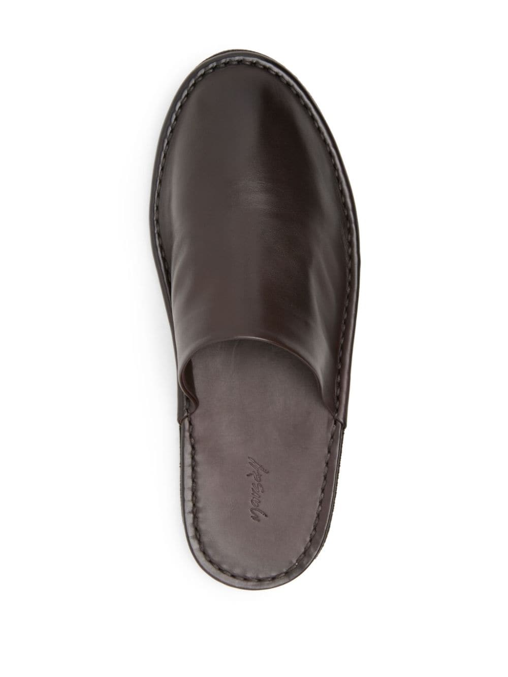 Shop Marsèll Round-toe Leather Slippers In Brown