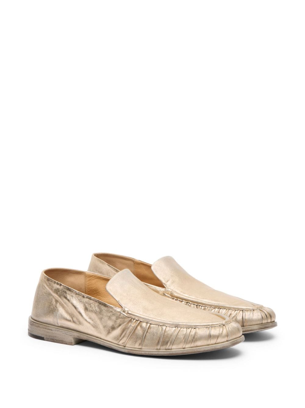 Shop Marsèll Metallic-leather Loafers In Gold