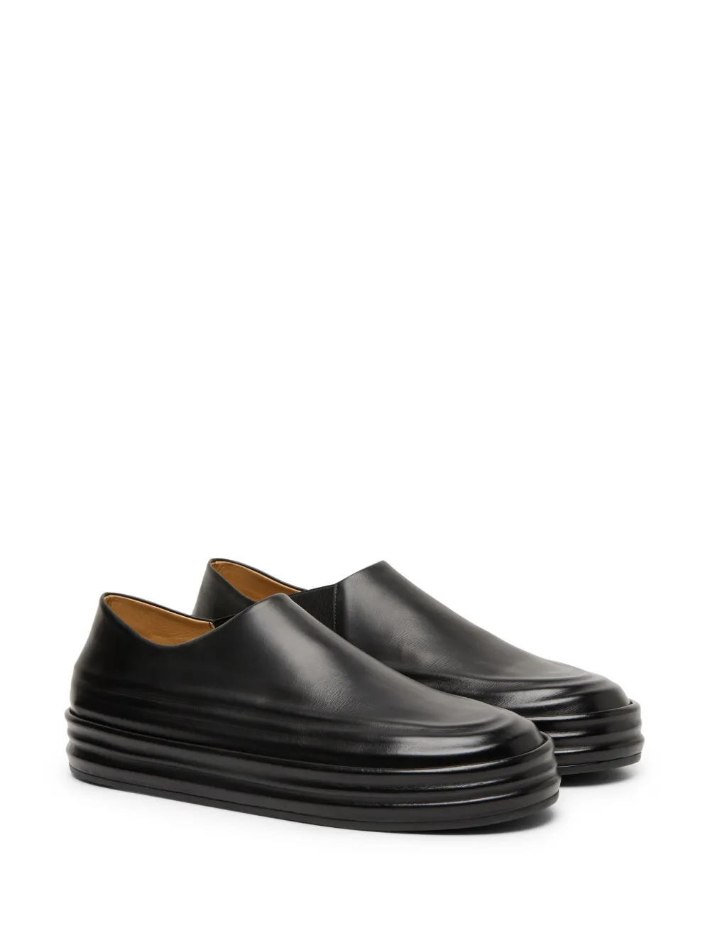 Shop Marsèll Flatform Slip-on Leather Sneakers In Black